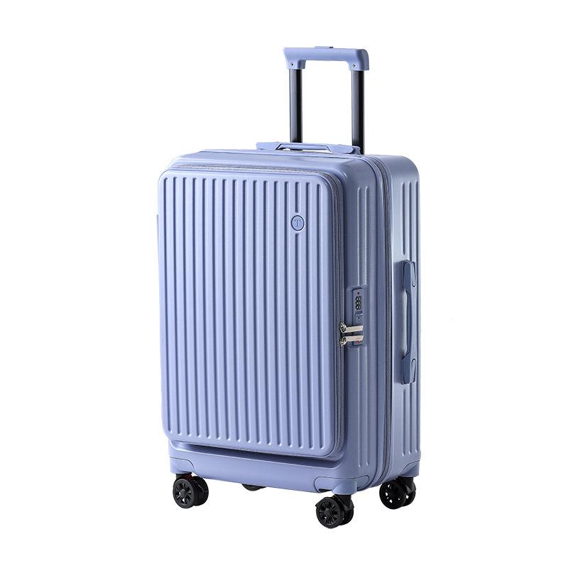 Side-Opening Expandable Luggage Set: Includes Large 24-Inch Suitcase with 20-Inch Carry-On, Silent Universal Wheels, and Trolley Attachment.