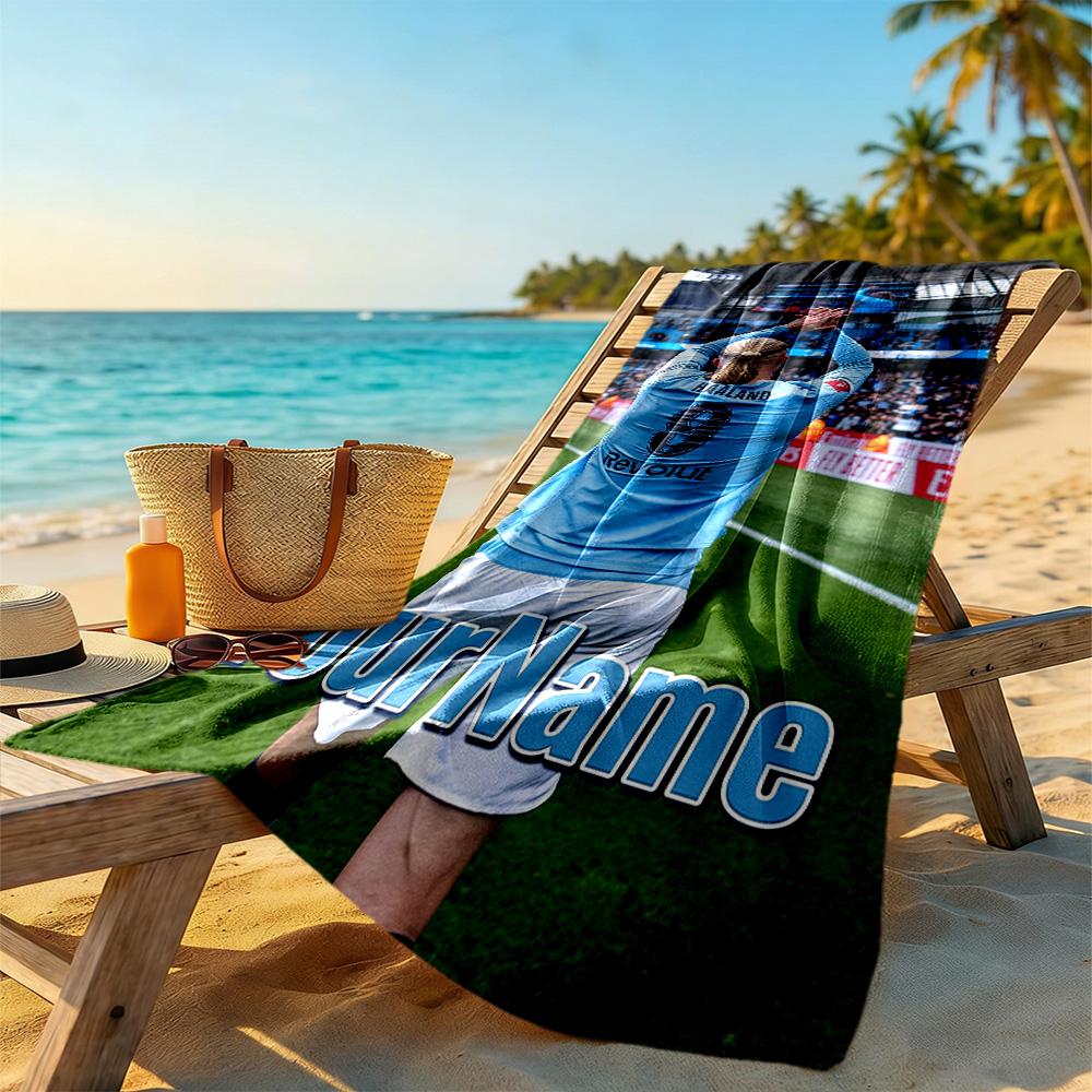 Haaland Personalized Text Beach Towel High Absorbency & Quick-Dry Ideal for Travel Outdoor Swim Pool Yoga Surf Camping Hiking Gym Gift Holiday