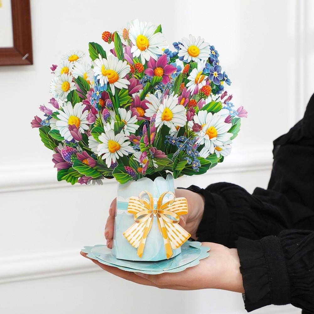 Thank You Wishes 3D Design Pop-Up Flower Card Pop-Up Premium Quality Flora Card Flower Bouquet Bouquet Card Graduation Ceremony