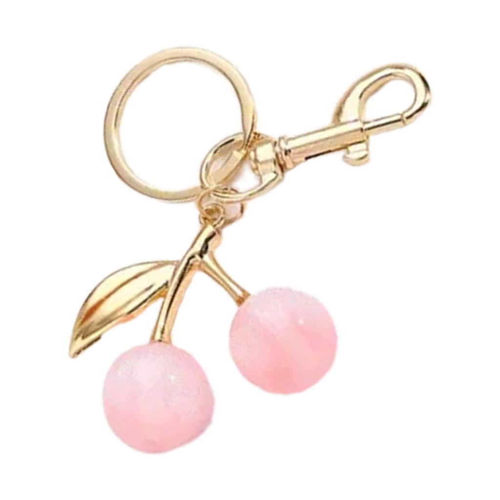 Cherry Hanging Charm Key Ornament Bag Pendant Sparkling Key Jewelry Alloy Resin Texture for Friend and Fashion Lover