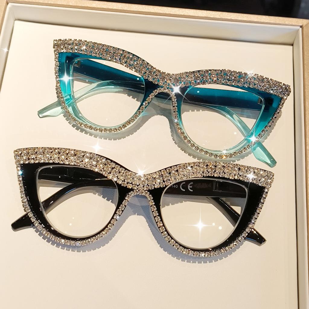 Durable High Quality Elegant Fashion Glasses with Rhinestone - Cat-eye Frame Perfect for Formal Events Formal Eyewear