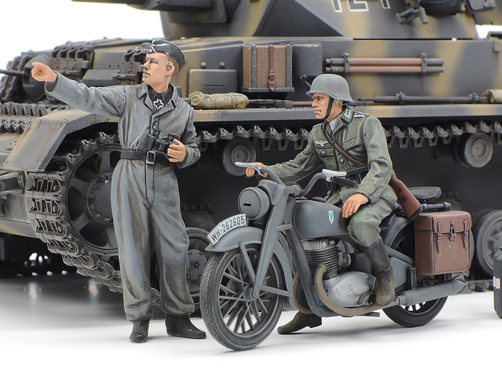 Tamiya 1/35 Scale Limited Edition German Panzer IV Ausf. G Early Production Vehicle with Messenger Bike Set for the Russian Front Plastic Model Kit