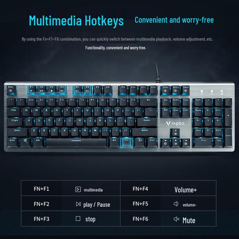 Rapoo V530 104-Key Waterproof Wired Mechanical Keyboard