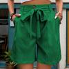 Women's Casual Pants Children's Tie Elastic Waist Solid Color Five-minute Pants Wide-leg Shorts