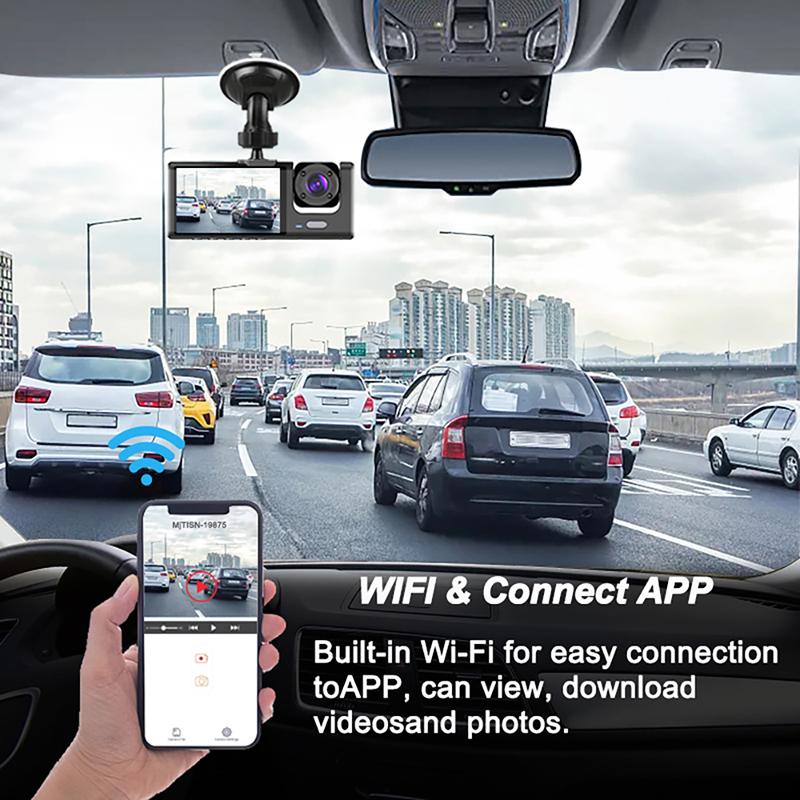 1080P WIFI Dashcam für Autos 3-Kanal-Recorder Video WIFI Dual Len Dashcam Auto Dvr Rückansicht Kamera für Fahrzeug Auto Zubehör
