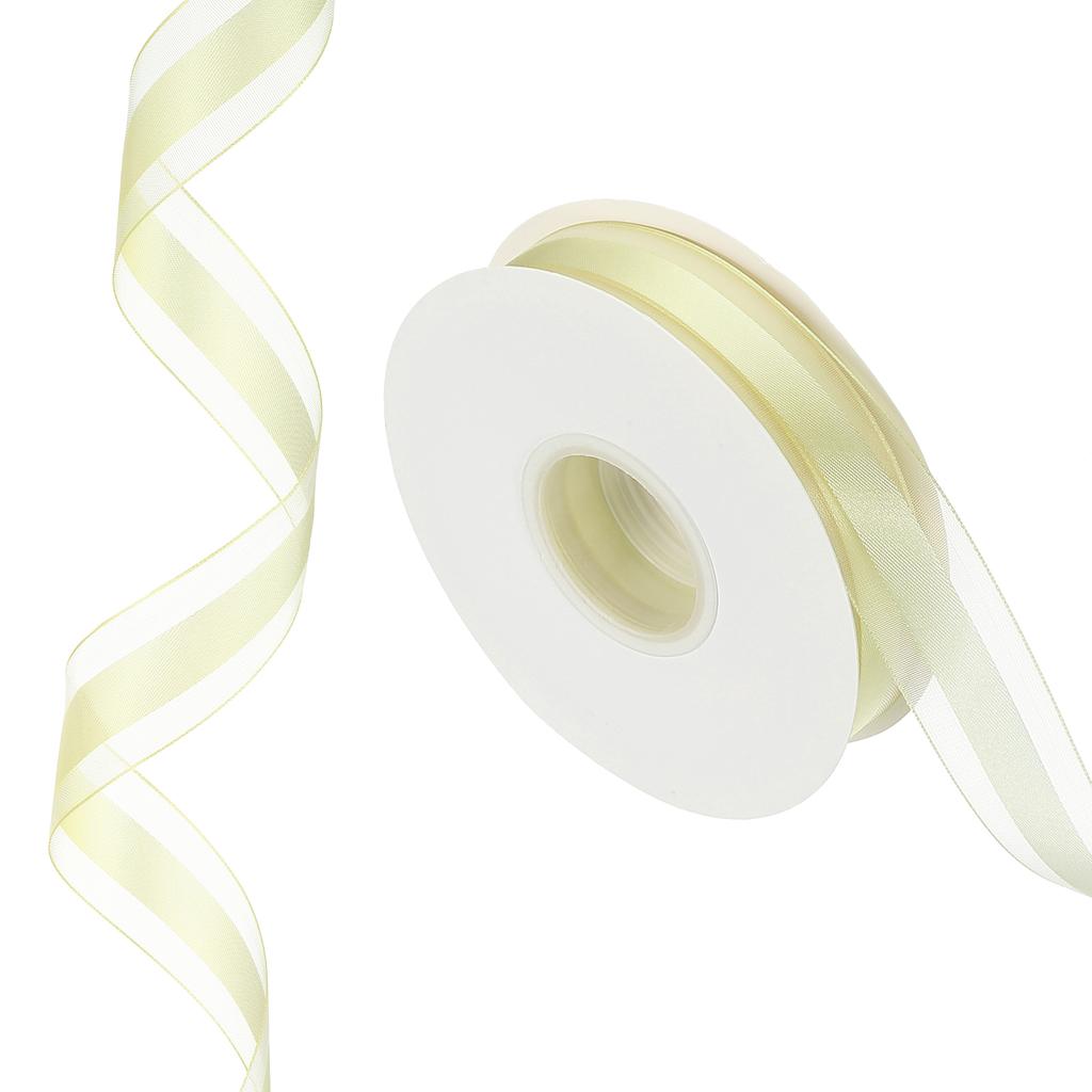 Organza Chiffon Ribbon Candy Satin Striped Sheer Craft Ribbons for Bows Making Gift Wrapping Wreath 50 Yards x 1" Decoration