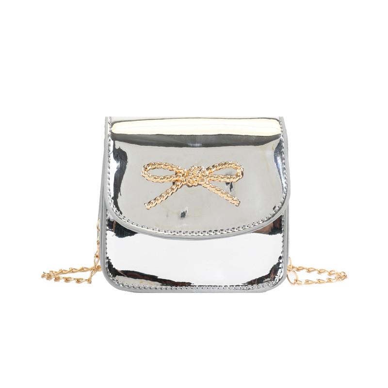 Bow Bright Surface Tie Minimalist Women Mini Square Bag Coin Bag For Use Daily