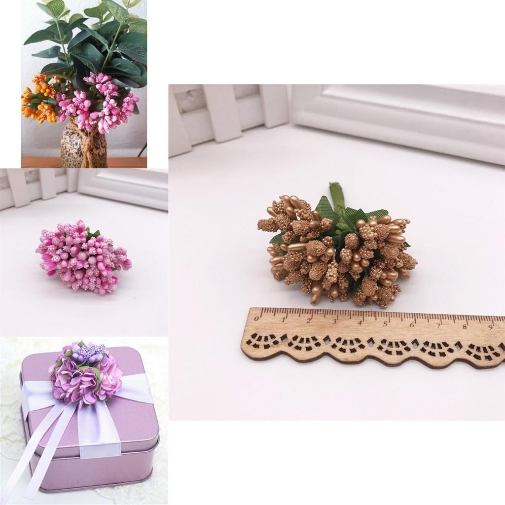 High-quality 12pcs Artificial Pearl Berry Stamen Flowers For Stunning Home Decor
