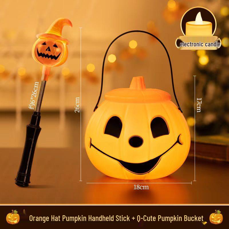 Halloween Pumpkin Lantern and Candy Bag with Luminous Effects for Trick-or-Treating