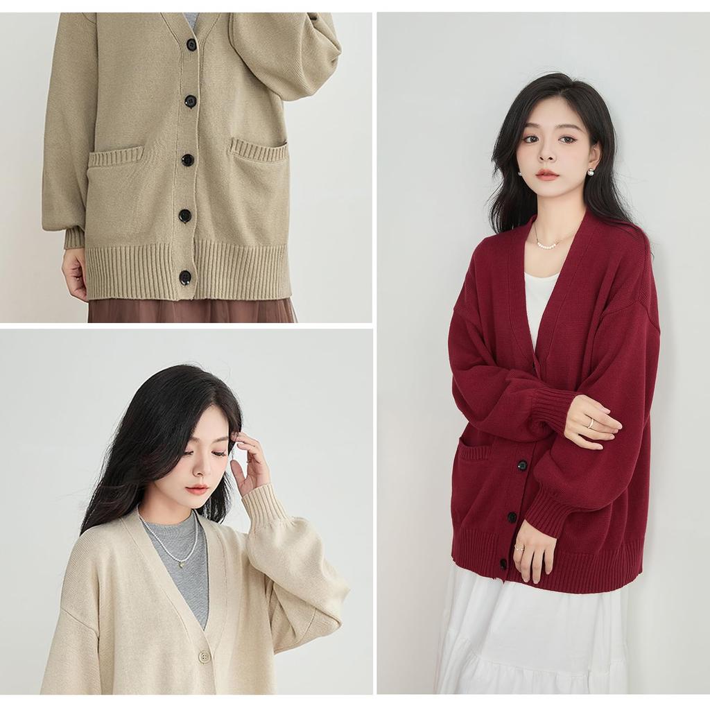 Jinghuiyue Knit Cardigan Loose Loose Cold Weather Perfect for Casual and Everyday Women's Sweater, Fit, V-Neck, Fit, Thick, Protection, Students,