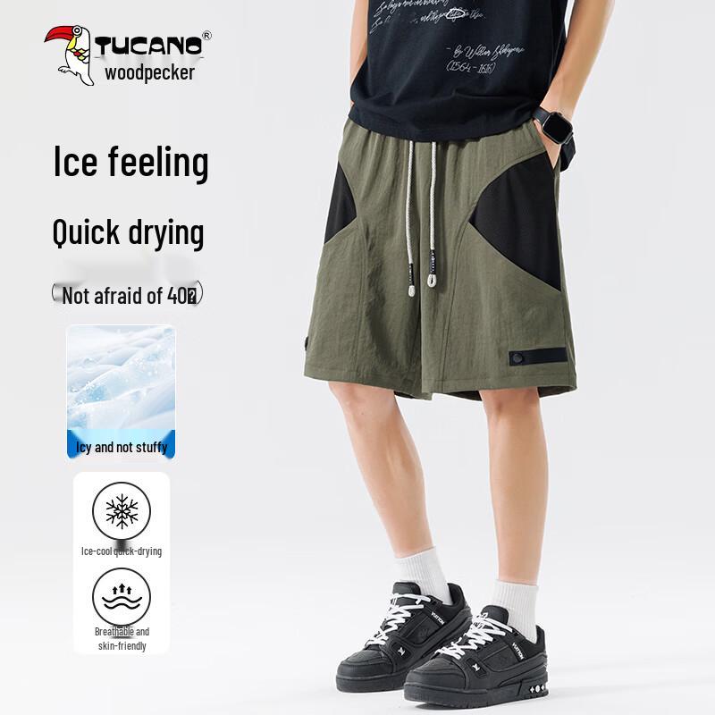 TUCANO Men s Ice-Feel Quick-Dry Spliced Casual Shorts 4XL