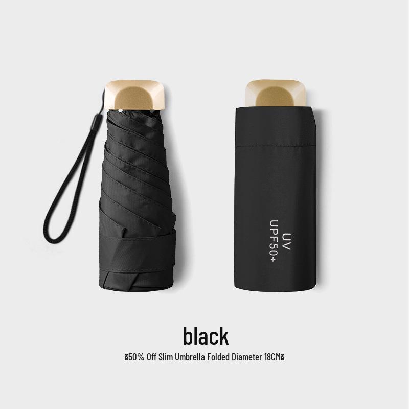 50% Off: Ultra-Light Mini Capsule Umbrella - 6 Ribs, UV Protection, for Sunny & Rainy Days, Women's Pocket Size