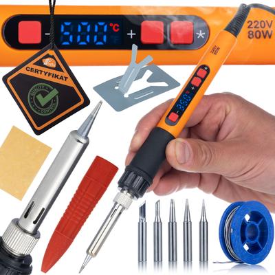 Orange Mastiff 80W Electric S Series Soldering Iron 12-in-1 Set Display (6 Tips, Solder, Stand, Sponge)