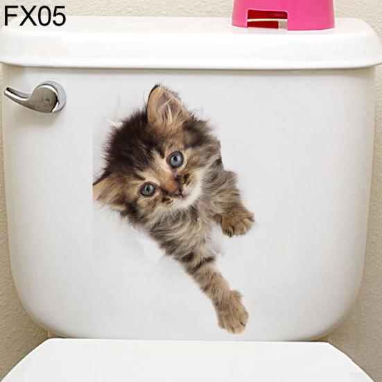 Adhesivo de Inodoro 3D Gato Hámster Perro Lindo Calcomanía de Pared Decoración para Baño Dormitorio