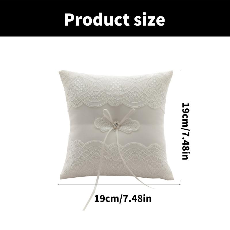 White Laces Wedding Rings Pillow Alliance Bridals Rings Bearers Pillow Cushions Wedding Marriage Ceremony Decoration Supplies
