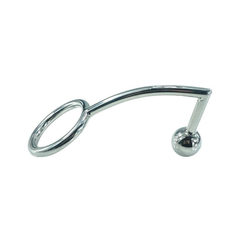 Stainless Steel Butt Plug Ball Anal Hook with Penis Ring Fetish Cock Chastity Device Sex Toys