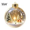 Winter Festival Decor Glowing Christmas Story Ornament, Mini Holiday Scene In Ball Hanging Decoration, Lighted Baubles Light Up Acrylic Clear Pendant