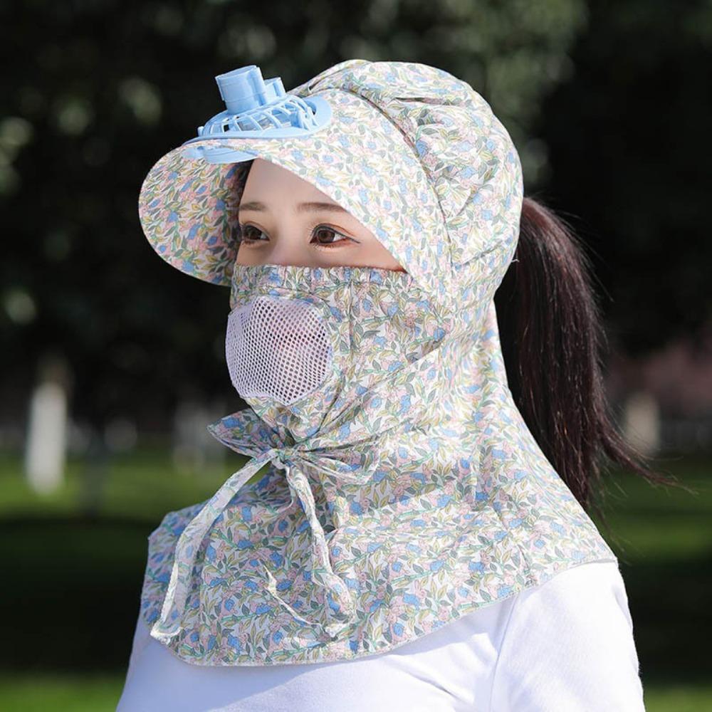 with Electric Fan Fan Camping Hat Breathable Camping Cap Fashion Face Hood Hat Outdoor