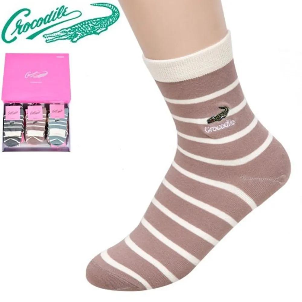 Crocodile Logo Embroidery Ringle Women s Casual Mid-Calf Socks 0092et Random shipping (5 pairs)/24cm