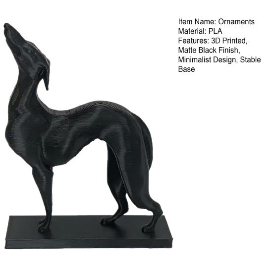 3D Printed Greyhound Statue, Matte Black Minimalist Dog Sculpture, Lifelike Greyhound Figure, Dog Statues for Home Office Decor, Greyhound Gifts