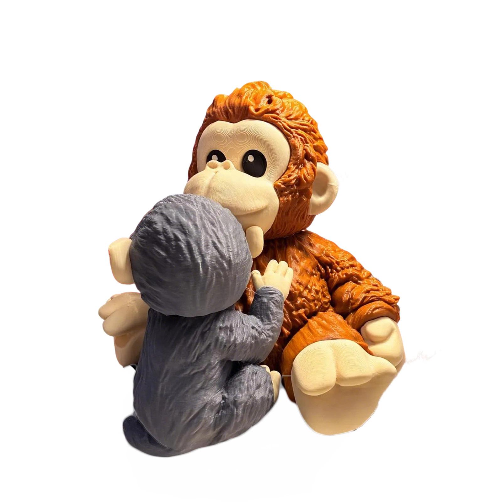 

3D Printed Figurines Of Monkeys And Plush Monkeys Hugging Monkeys The Figurines Can Be Used As Decorations Or As Gifts One Size