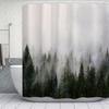 Forest Green Shower Curtain With Hooks, Extra Long, Mold And Mildew Resistant, Bath Liner, Tree Print