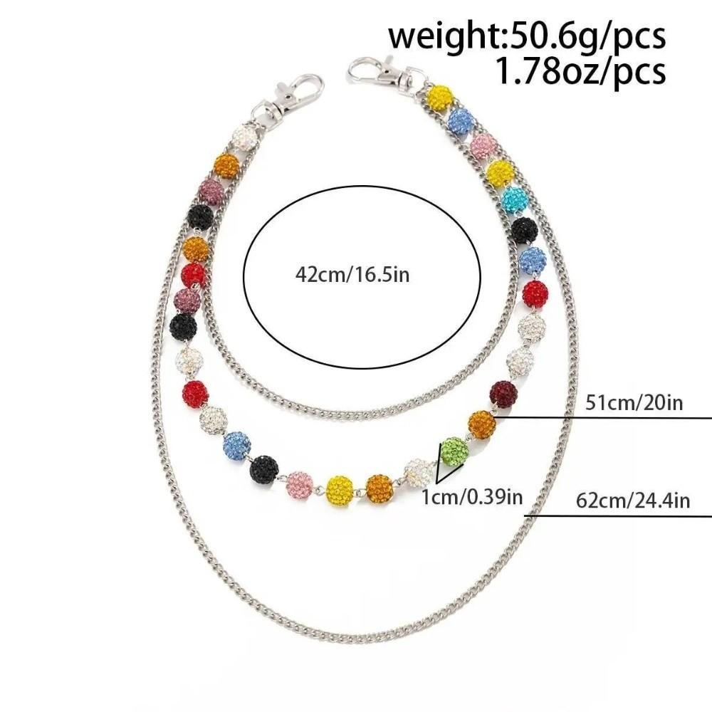Beaded Design Waist Chain Belt Colorful Rhinestone Jeans Pants Chain Bag Pants Chain For Men Gift