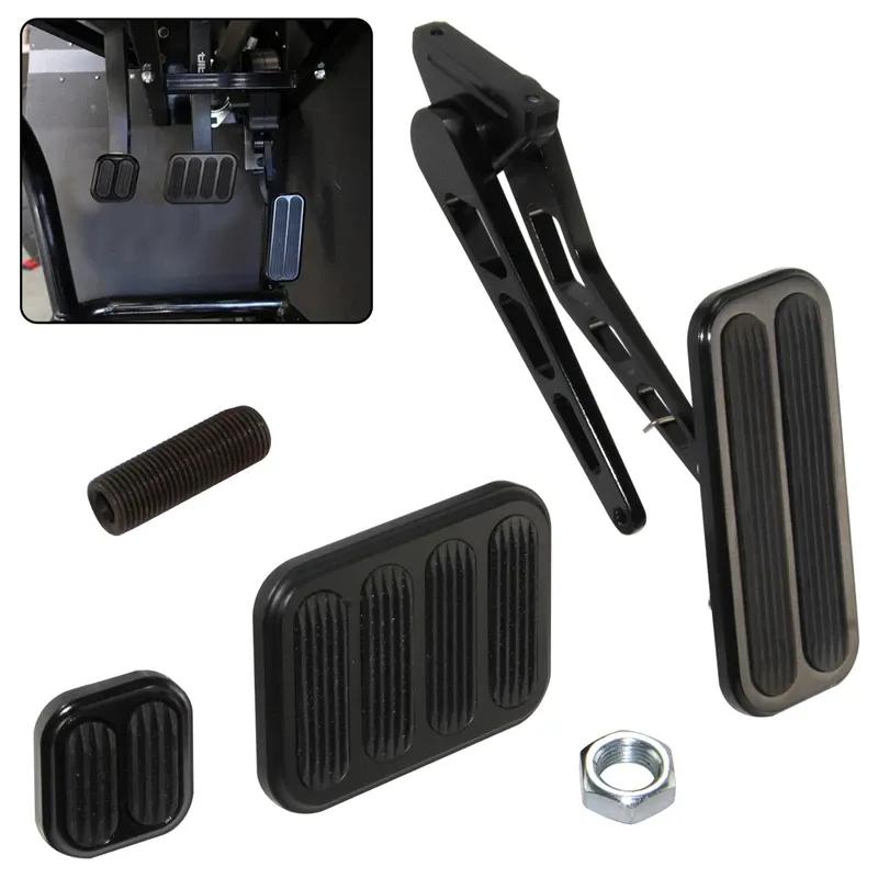 Gas Pedal w/Brake +Clutch Pad & 24"/36'' Throttle Cable Bracket Spring Kit XL Series Billet Aluminum Non-Slip Black/Silver