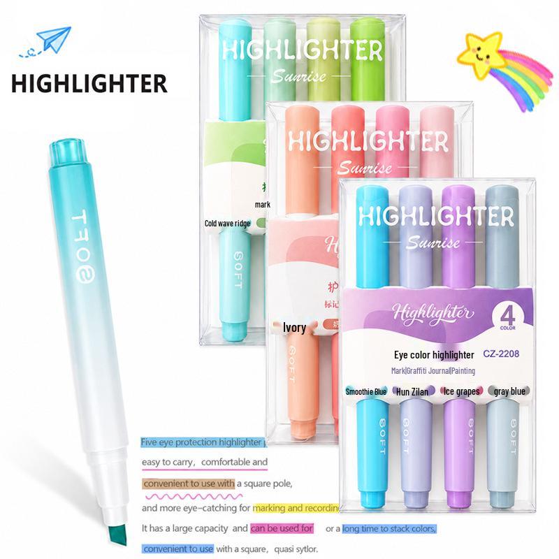 New Gradient Morandi Highlighter Pen Set - Large Capacity, Eye-Friendly Fluorescent Colors