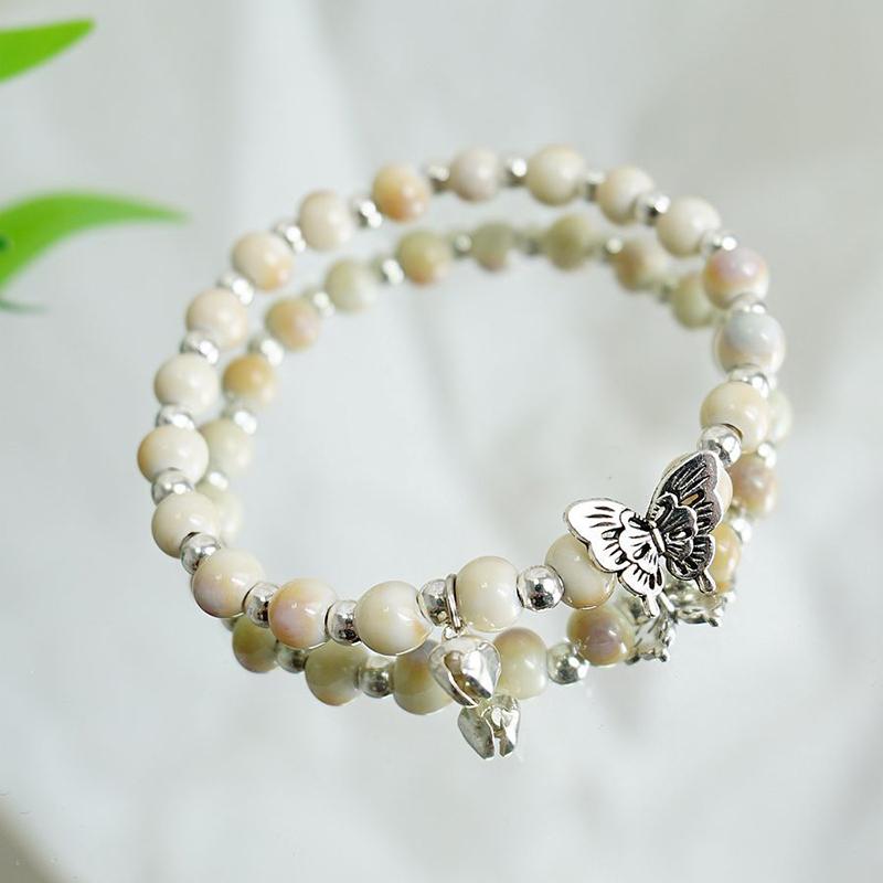 Vintage Multicolor Ceramic Beaded Bracelet For Women Girls Colorful Woven Butterfly Beaded Bracelet Jewelry Accessories Gifts