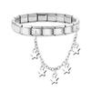 Women Fashion Zircon Star Butterfly Golden Heart Tassel Chain Italian Charms Fit 9mm Stainless Steel Bracelet DIY Jewelry Gift