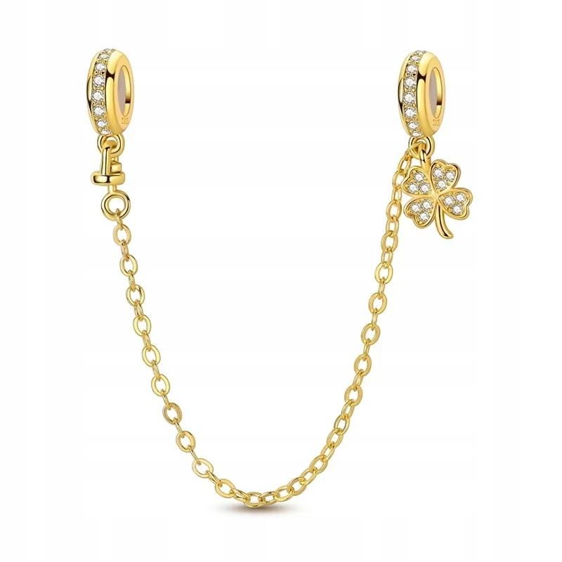 Gold Safety Chain for Modular Clover Bracelet S925