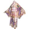 Long Kimono Japanese Stage Costume with Japanese Pattern Women's Dress, Ukiyo-e Style, Yukata, Geisha, Dance, (KL06-Light Gold)