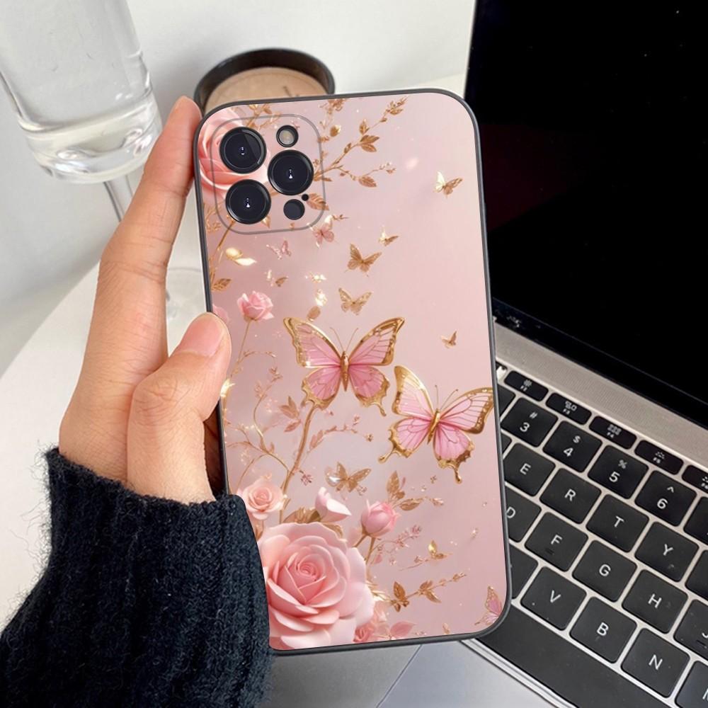 Beautiful Gold Rose Phone Case Silicone Soft For Iphone 16 15 14 13 12 11 Pro Mini XS MAX Plus X Cover
