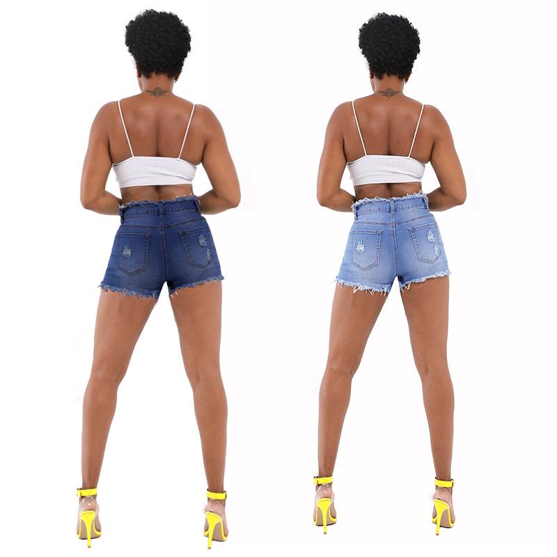 Summer Women's Plus Size Button Fringe Side Denim Shorts