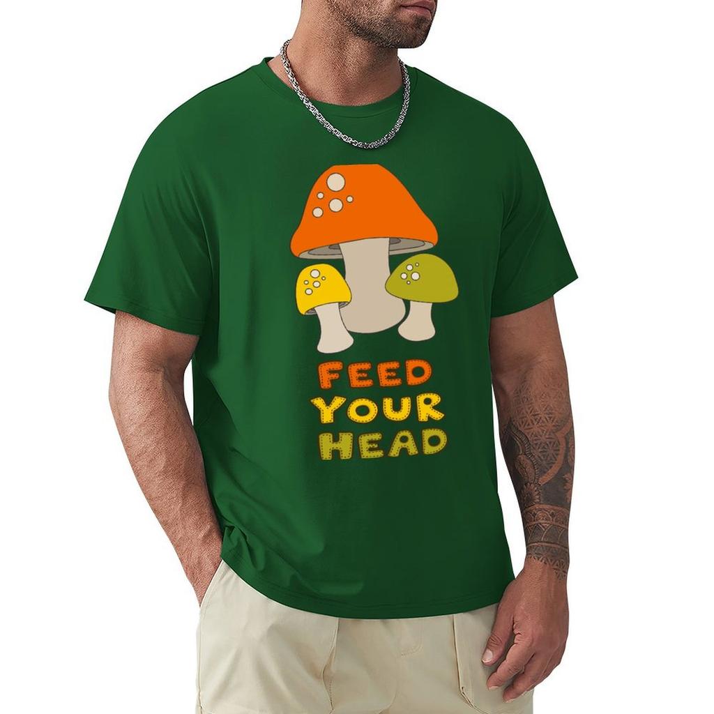 Feed Your Head With Retro Mushrooms T-Shirt Custom T Shirt Summer Clothes Oversized T Shirt Plus Size Tops Men Clothes
