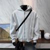 Suéter Curto Masculino Outono e Inverno Casaco com Zíper Moletom