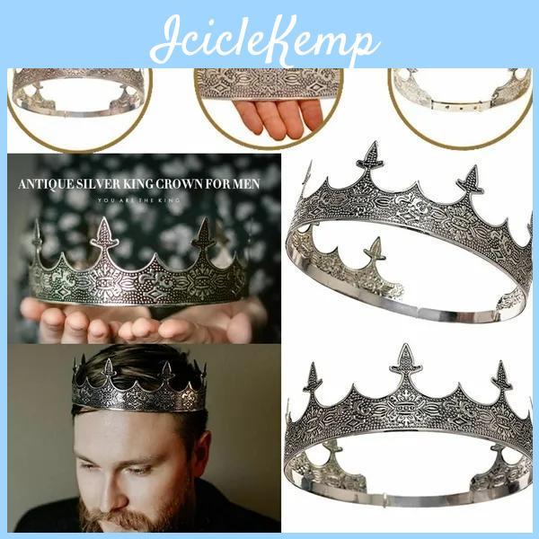 Crowns For Silver Men Antique King Crown Mens Crown For Prom King Party Decorations Royal Medieval Crown And Scepter Costume Accessories