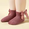 4 Pairs Baby Girl Socks Large Bow Princes Kids Middle Tube Socks Solid Spring Autumn Newborn Toddler Cotton Short Socks