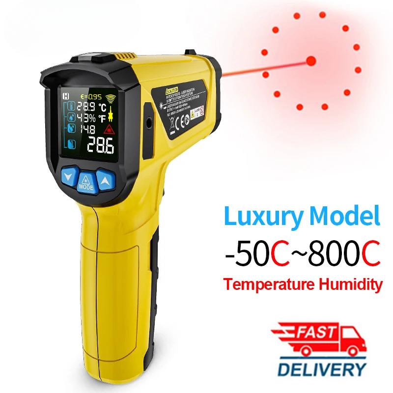 Digital Infrared Thermometer 400/800°C Industrial Non-contact Pyrometer High Temperature Meter Laser Thermometer Humidity Meter