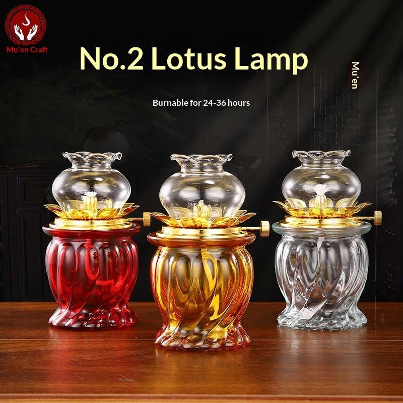 Glas Butterlampe Verstellbare Ölsteuerung Winddicht Langlebig Opferlampe für Zuhause Tempel Verehrung Altar Dekoration