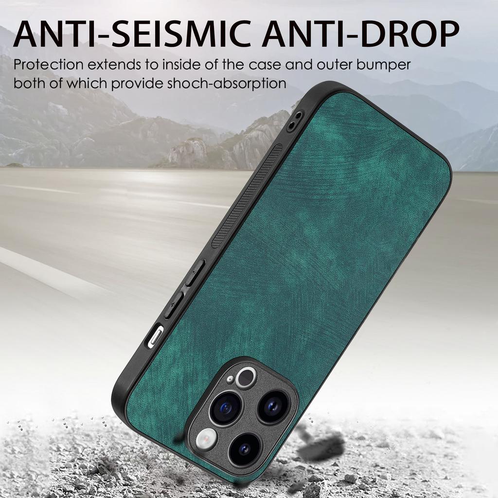 For iPhone 12 Pro Max 6.7 Inch Case Shockproof Slim Retro Leather Phone Back Cover