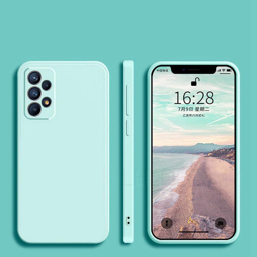 Capa Quadrada de Silicone Líquido Macio Para Samsung Galaxy S26 A37 A57 A15 A14 A54 A25 A32 A52 A16 A34 A13 A23 A33 A53 A26 A17 A36 A56 Capa de Proteção Completa