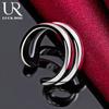925 Sterling Silver Double Line Women's Couple Ring Fashion Wedding Jewelry