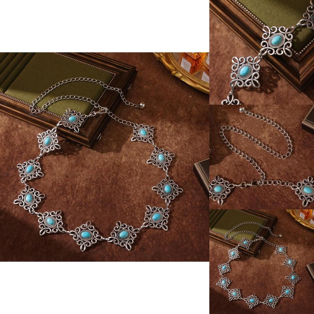 Traditional Chinese Knot Waist Chain With Metal Carving And Turquoise For Special Occasions