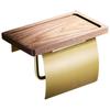 Walnut Wall Mounted Bathroom Paper Towel Holder Brushed Gold Roll Paper Holder Toilet Paper Holder Mobile Phone Holder Aluminum