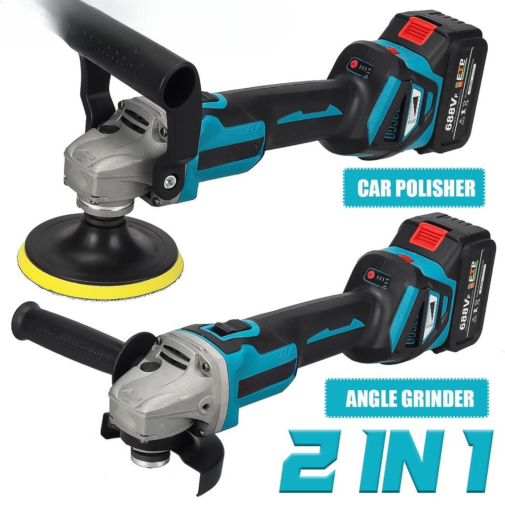 

2000 Вт 2-в-1 Машина для полировки и воскования автомобиля с регулируемой скоростью Бесщеточная полировальная машина для автомобиля Угловая шлифмашина 2*Batteries
