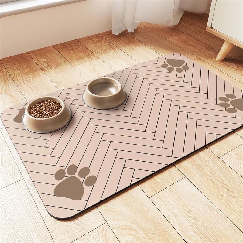 

Super Absorbent Dog Food Mat with Paw Pattern Quick Drying Pet Feeding Placemat Anti Slip Kitchen Drain Pad for Bowls and Cups (as the picture,20x30cm)