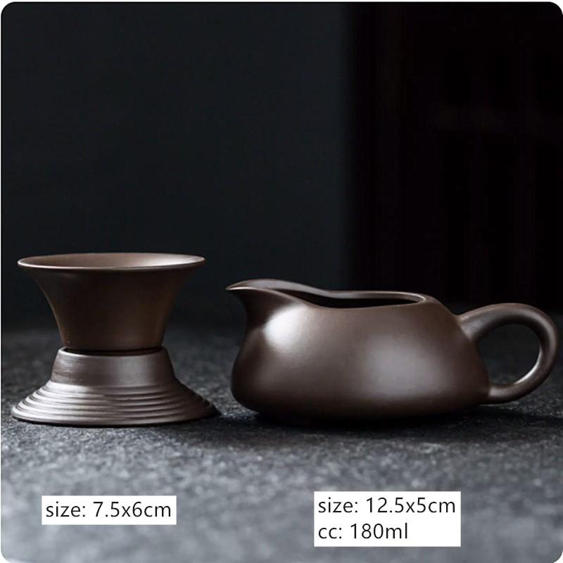 Retro Handmade Purple Clay Fair Cup Tea Ceremony Raw Ore Zisha Tea Set Accessories Household Tea Divider Chahai Tea Strainer