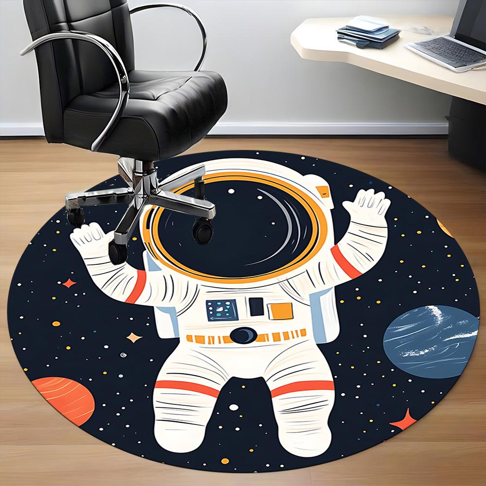 1PC Astronaut Space Office Round Area Rug, Mat Suitable ForOffice, Under Office Chairs Bedroom Living Room Home Decor, Room Deco
